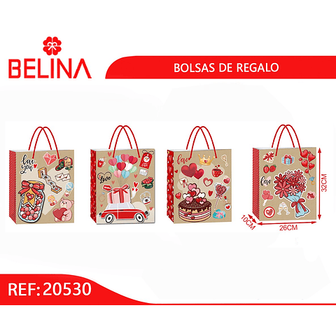 Bolsa de regalo love 26x32x10cm Diseño aleatorio