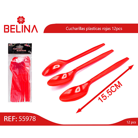 Cucharillas plasticas rojas 12pcs