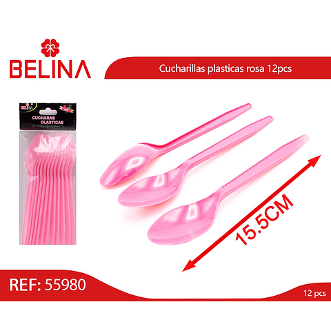 Cucharillas plasticas rosa 12pcs