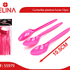 Cucharillas plasticas fucsia 12pcs