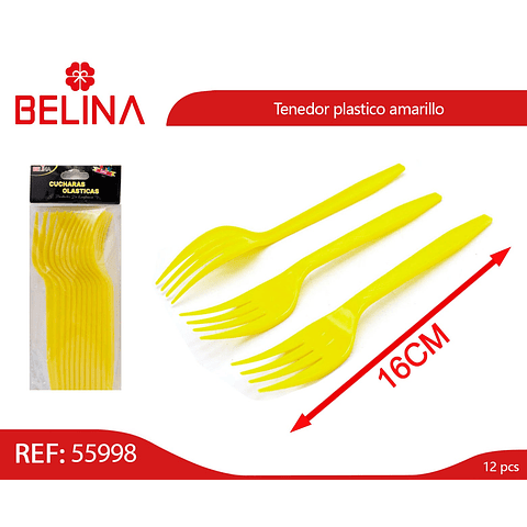 Tenedor plastico amarillo 12pcs