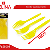 Tenedor plastico amarillo 12pcs