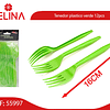 Tenedor plastico verde 12pcs