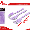 Tenedor plastico lila 12pcs