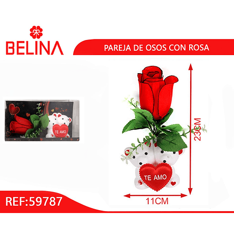 Caja de regalo rosa y ositos 23x11cm