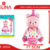 Globo metálico oso de cumpleaños rosa  77x97cm
