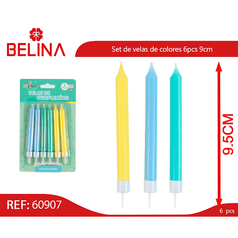 Set de velas de colores 6pcs 9cm