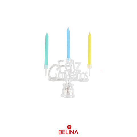 Velas de candelabro feliz cumpleaños con luces 7x12cm