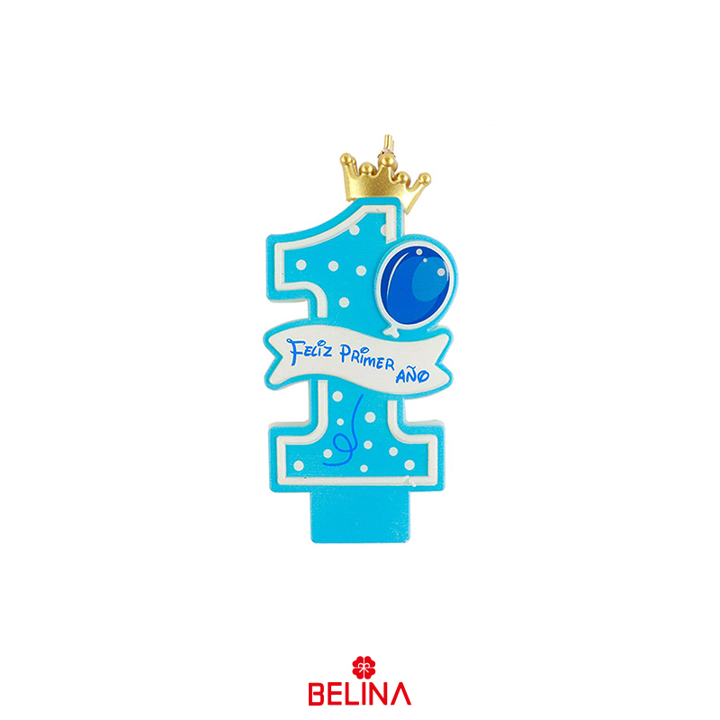 Vela Feliz Cumpleaños #1 Blanco Y Azul - Belina Cotillón