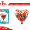 Globo metalico corazón rojo/blanco te amo 45cm