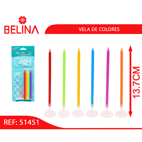 Velas largas multicolor