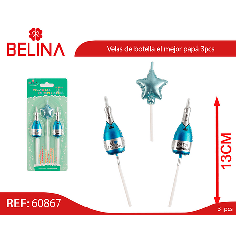 Velas de botella el mejor papá 3pcs