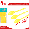 Cucharas plásticas color amarillo 20pcs  14cm