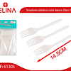 Tenedores plásticos color blanco 20pcs 14cm