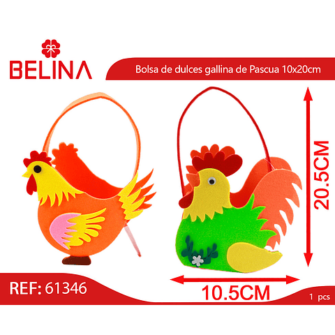 Bolsa de dulces gallina de Pascua 10x20cm diseño aleatorio