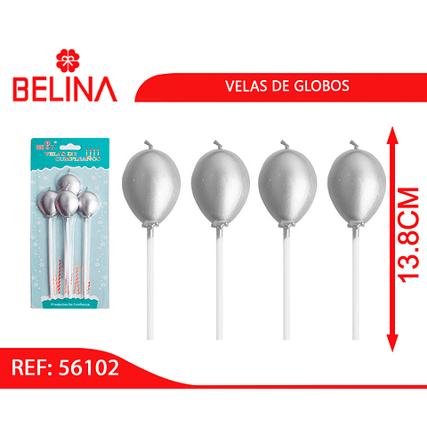 Velas globos color plata 4pcs