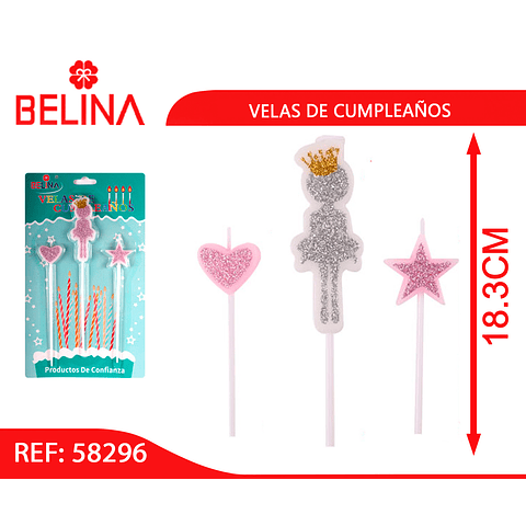 Juego de velas de princesa bailarina 3pcs 17cm color aleatorio