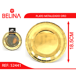 Plato pequeño metalizado oro 6pcs 18cm