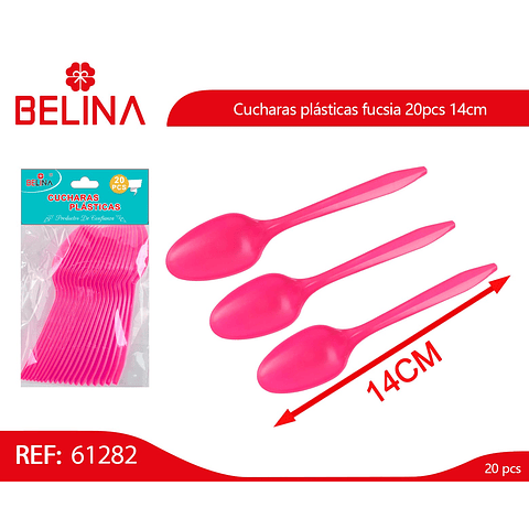 Cucharas plásticas fucsia 20pcs 14cm