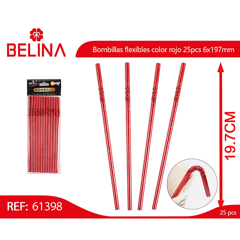 Bombillas flexibles color rojo 25pcs 6x197mm