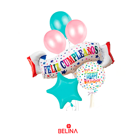 Set de globos feliz cumpleaños - Belina Cotillon