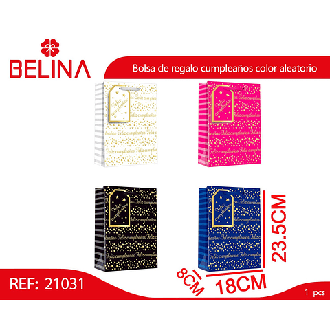 Bolsa de regalo cumpleaños color aleatorio 8x18x24cm