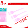 Tenedores plásticos color rosado 20pcs 14cm