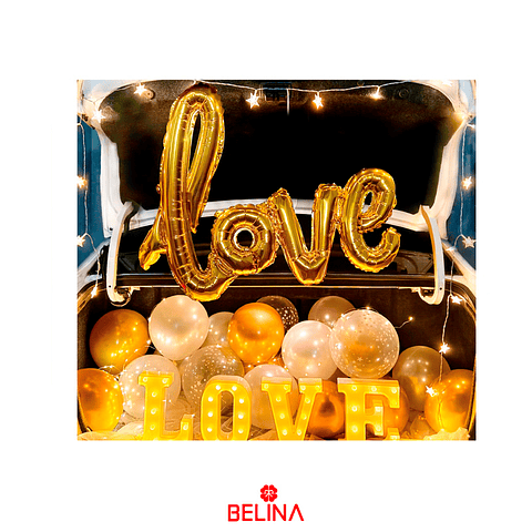 Set de globos decoración Love dorado 