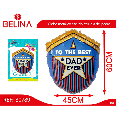 Globo metálico escudo azul día del padre 45x60cm
