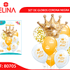 Set de globos corona dorado y blanco 9pcs