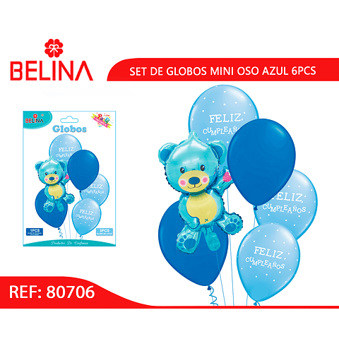 Set de globos mini oso azul de 6pcs