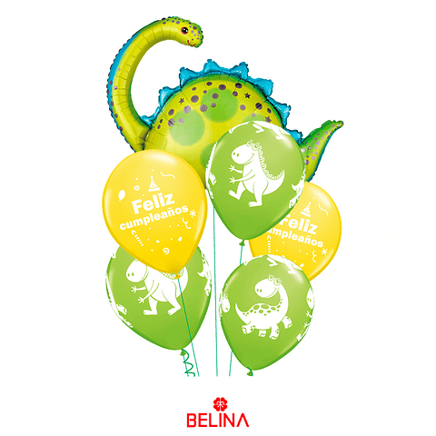 Set de globos latex dinosaurio 6pcs