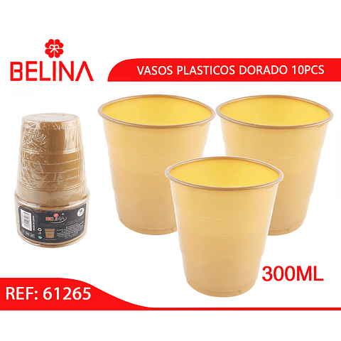 Vasos plásticos dorado 10pcs 300ml