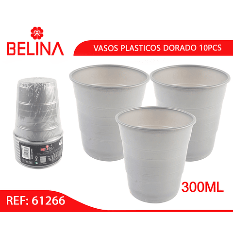 Vasos plásticos plateado 10pcs 300ml