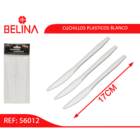 Cuchillos plasticos blancos 12pcs