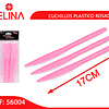 Cuchillo plastico rosado 12pcs