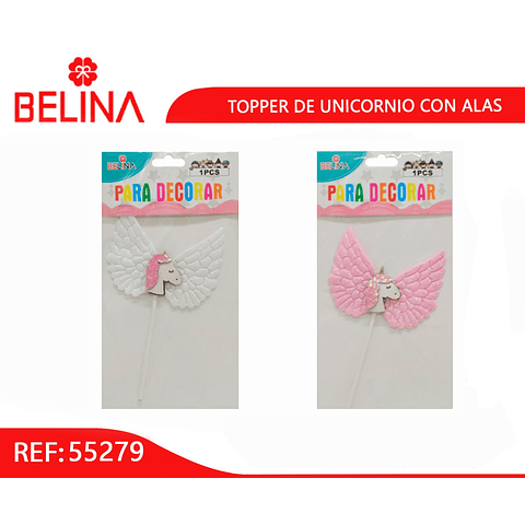Topper para torta unicornio/alas 1pcs (blanco y rosado)