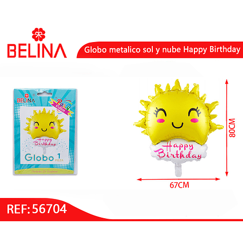 Globo metalico sol y nube happy birthday