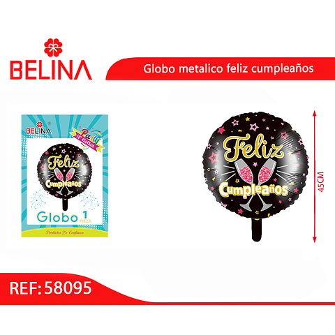 Globo metalico redondo feliz cumpleaños