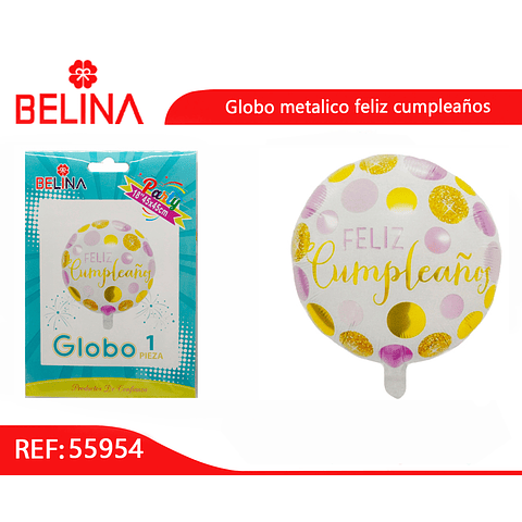 Globo metalico feliz cumpleanos rosa/oro 45cm