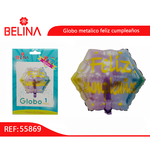 Globo metalico feliz cumpleaños amarillo/lila 45cm