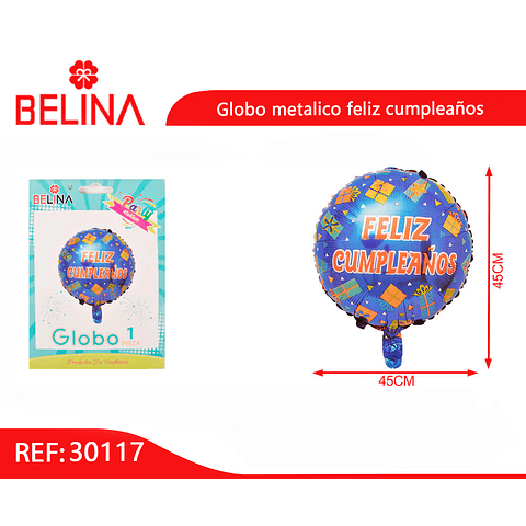 Globo metálico feliz cumpleaños 45cm