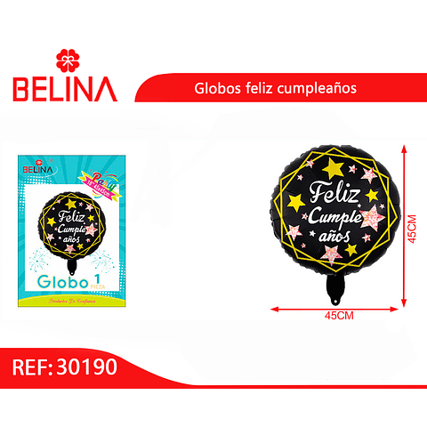 Globo metalico redondo con estrellas de 45cm