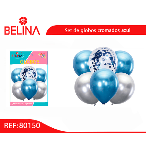 Set de globos cromados azul 6pcs