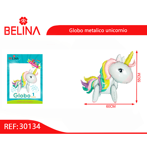 Globo metalico unicornio 60x55cm