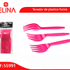 Tenedor plastico fucsia 12pcs