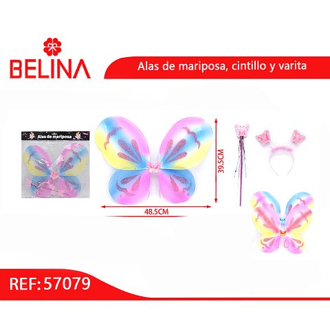 Conjunto Alas de mariposa arcoíris de tres piezas
