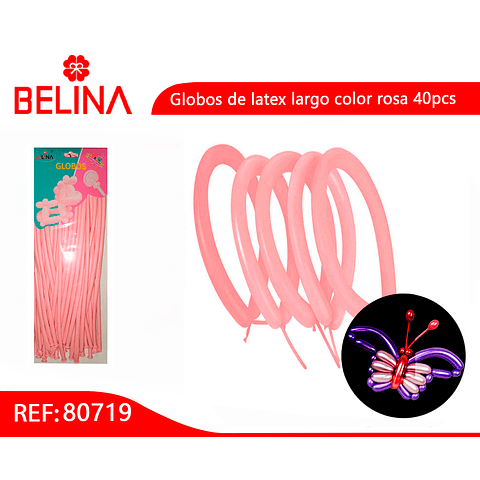 Globos de latex largo color rosa 40pcs 30cm