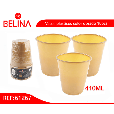 Vasos plásticos color dorado 10pcs - Belina Cotillon