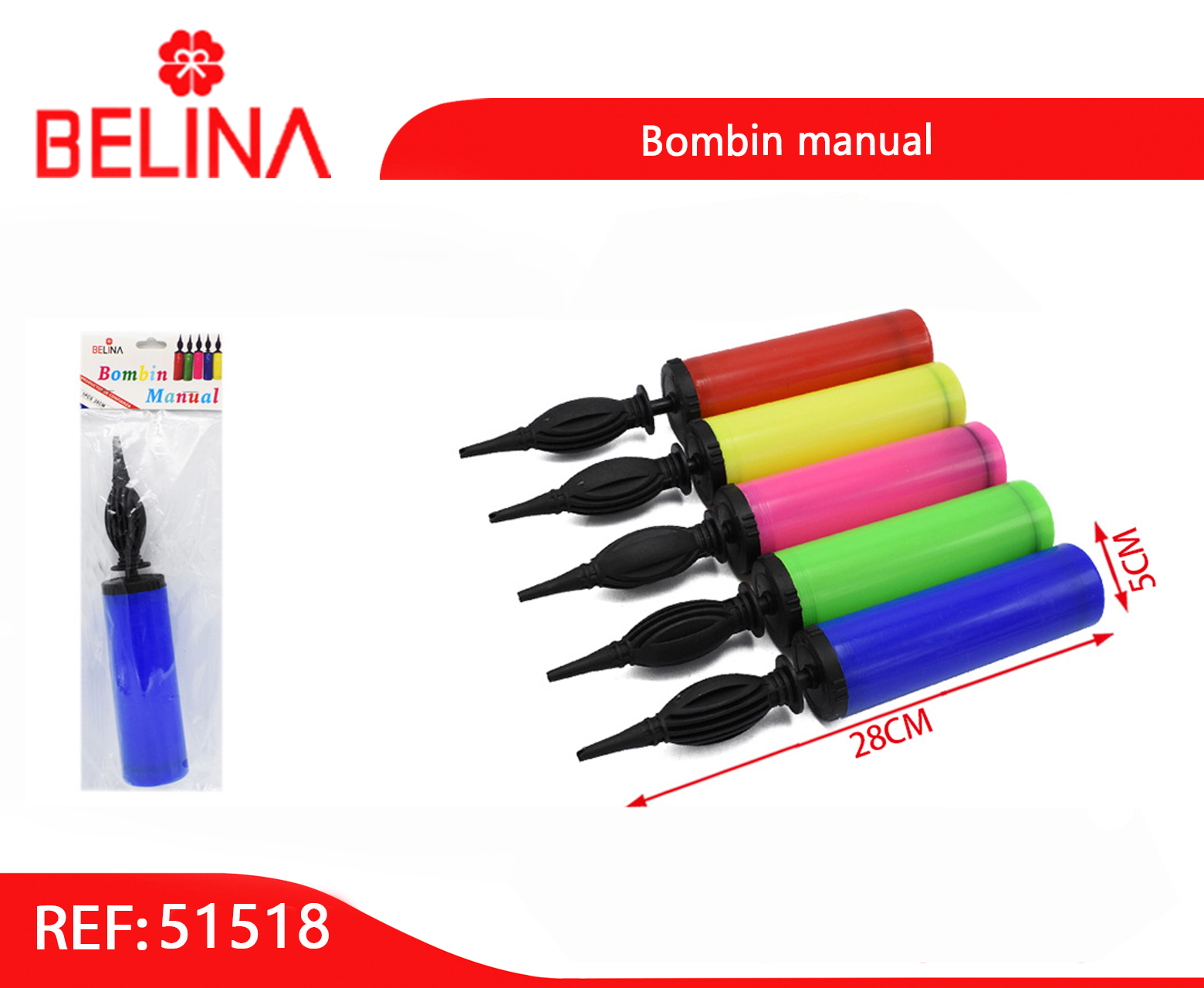 Bombin Manual 1pcs 28cm - Belina Cotillón